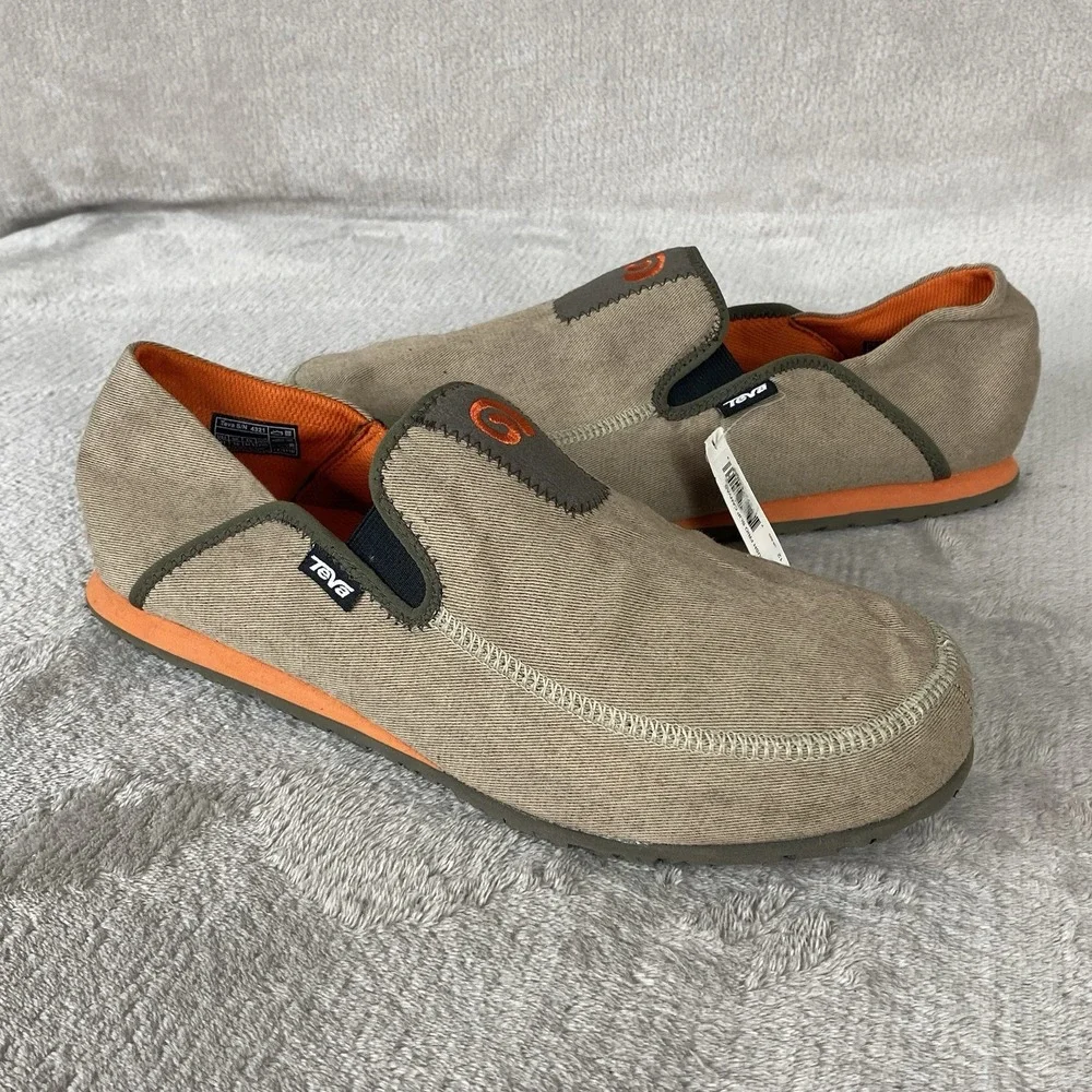 Teva Mush Frio Mens Slip On Loafer Shoes Size 11 Brown Canvas Comfort NEW